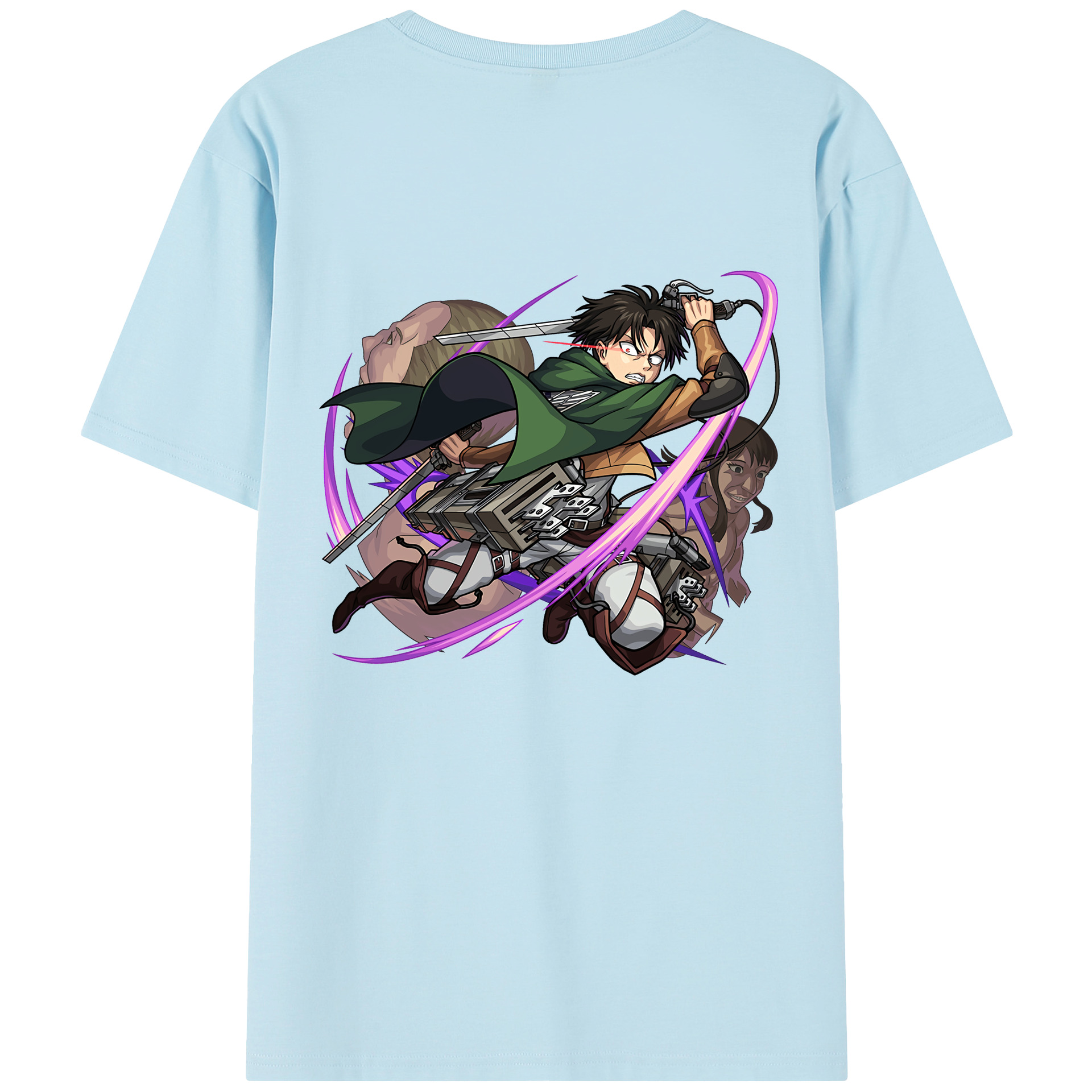 （画像用） 進撃の巨人 リヴァイ·アッカーマン Attack on Titan Levi Ackerman 綿100％半袖Tシャツ（背面プリント）
